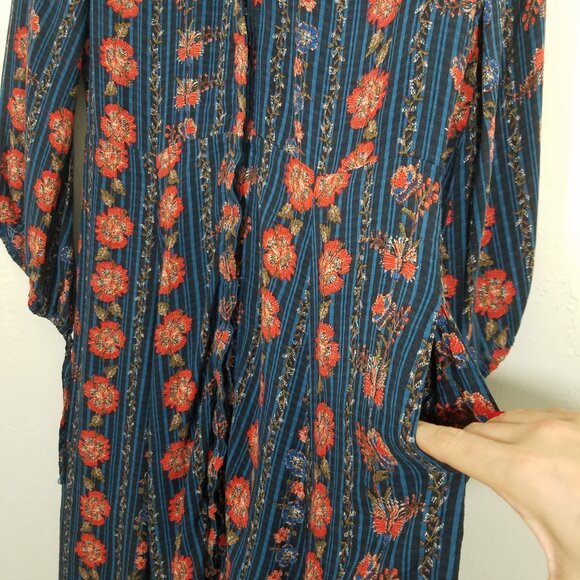 Lulus Floral Striped Button Front Maxi Dress with Pockets Size L - Picture 4 of 7